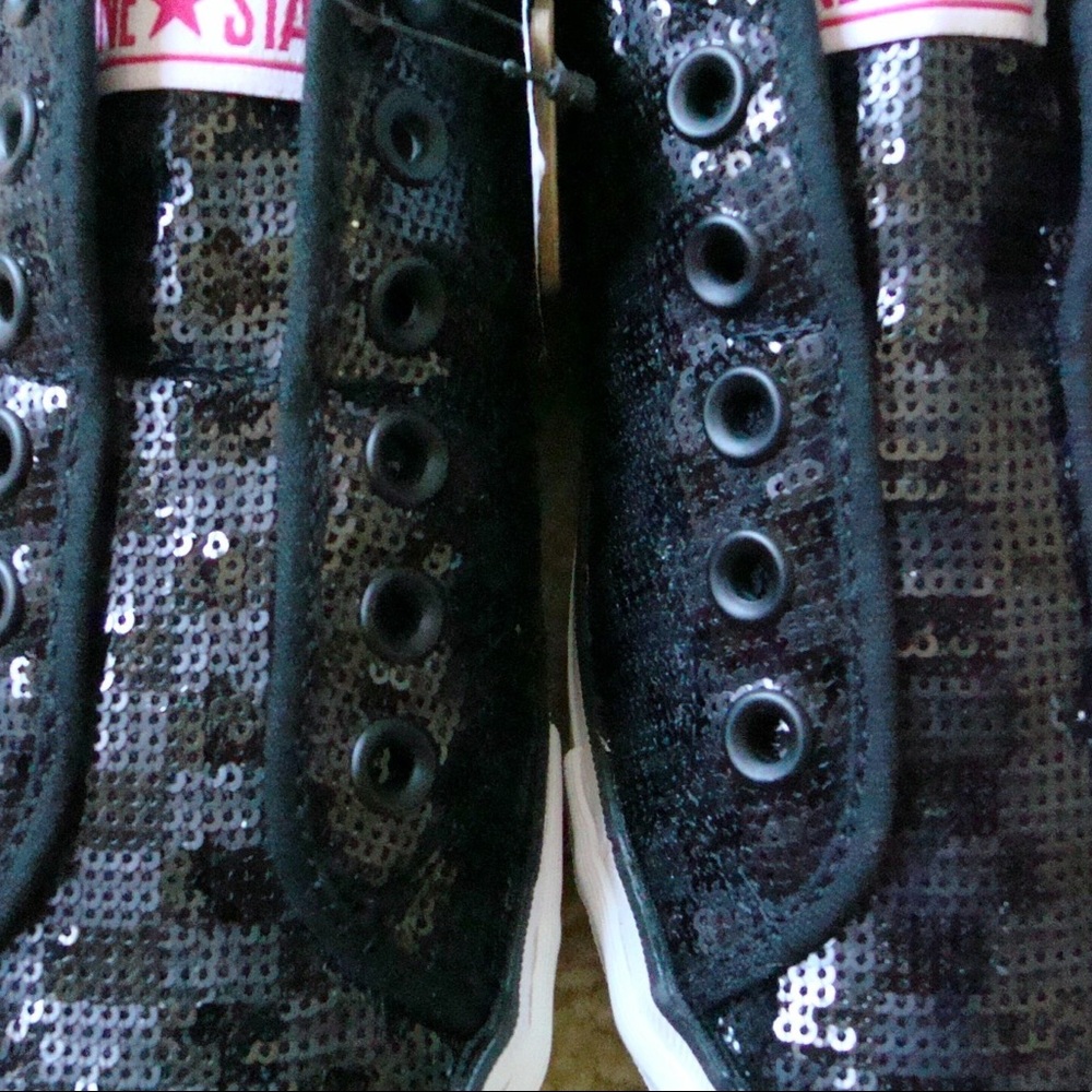 Converse Black Sequin Sneakers Size US8.5